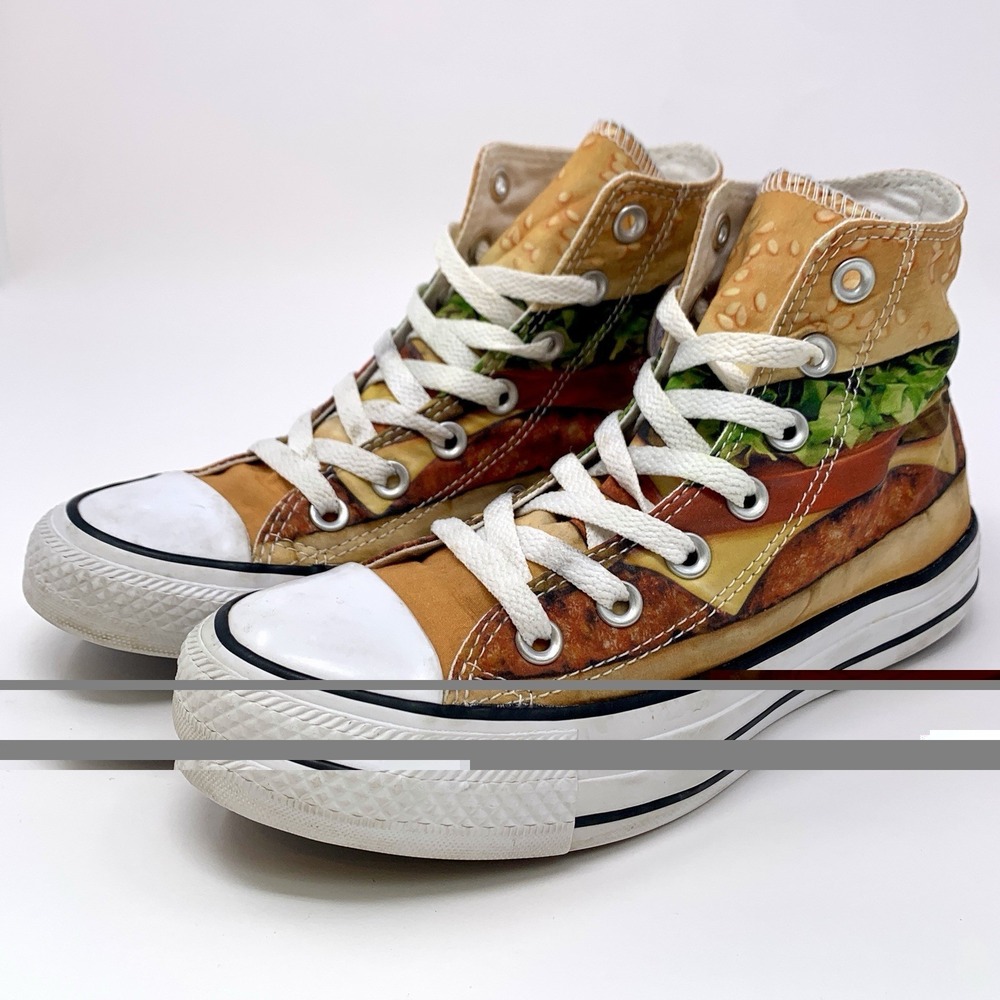 Converse Chuck Taylor All Star Hi High Top Sneaker Womens 6 Hamburger Print